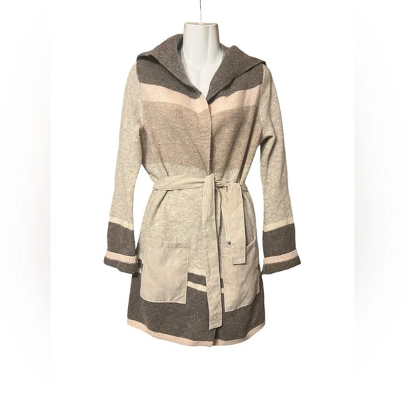 Anthropologie Angel of the North Lambswool Suede Pocket Belted Cardigan Sweater - Picture 2 of 10